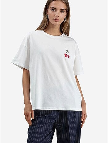 T-shirt brodé oversize à col rond