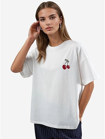 T-shirt brodé oversize à col rond