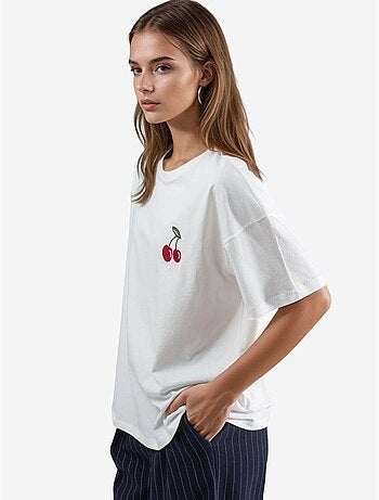 T-shirt brodé oversize à col rond