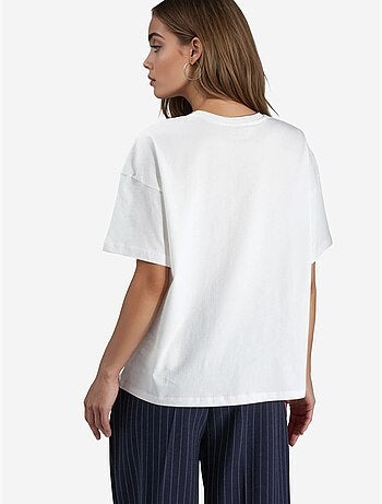 T-shirt brodé oversize à col rond