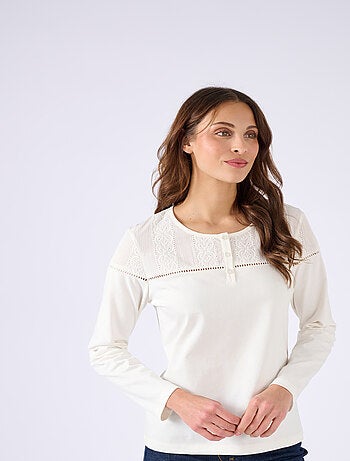 T-shirt brodé pur coton - Damart