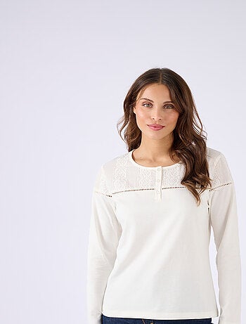 T-shirt brodé pur coton - Damart