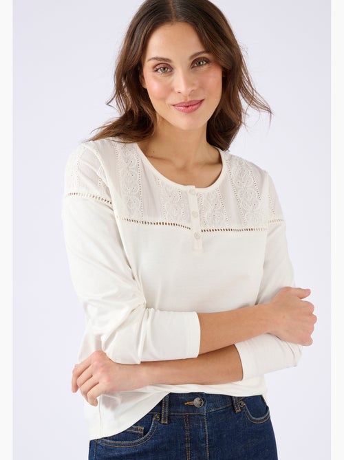 T-shirt brodé pur coton - Damart - Kiabi
