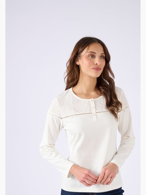 T-shirt brodé pur coton - Damart - Kiabi