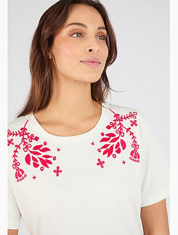 T-shirt brodé pur coton - damart