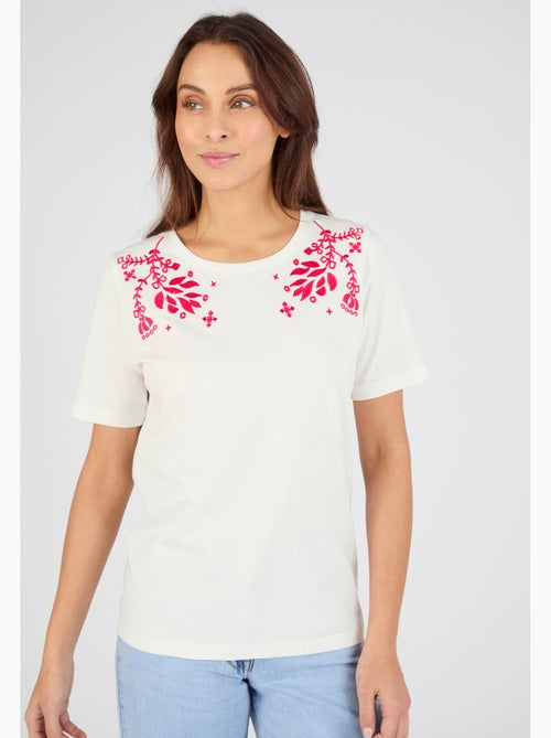 T-shirt brodé pur coton - Damart - Kiabi