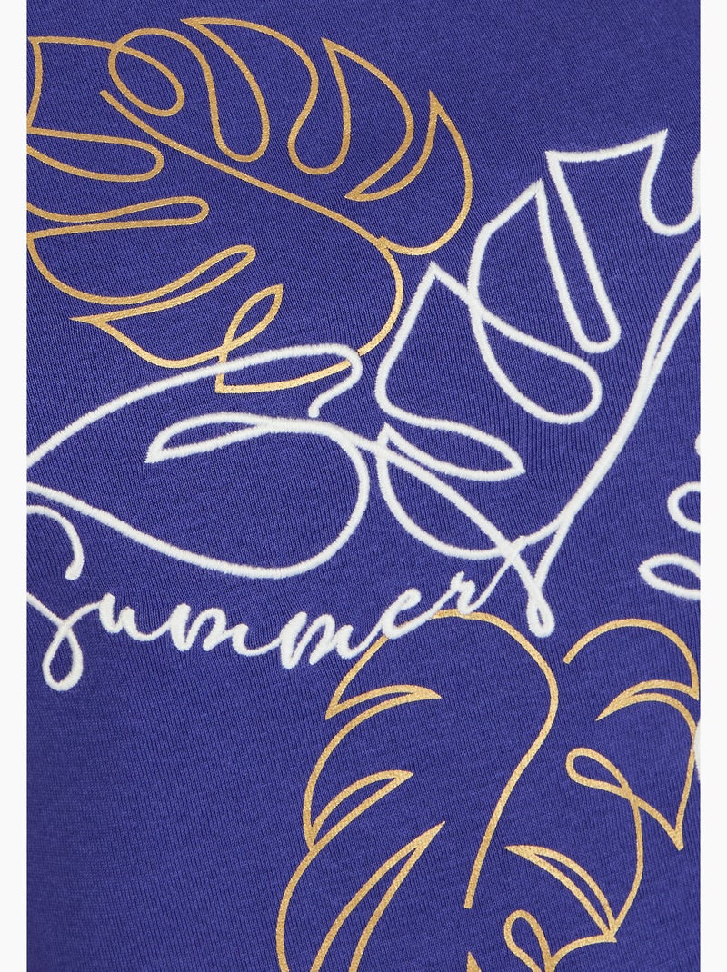 T-shirt brodé pur coton - Damart Bleu - Kiabi