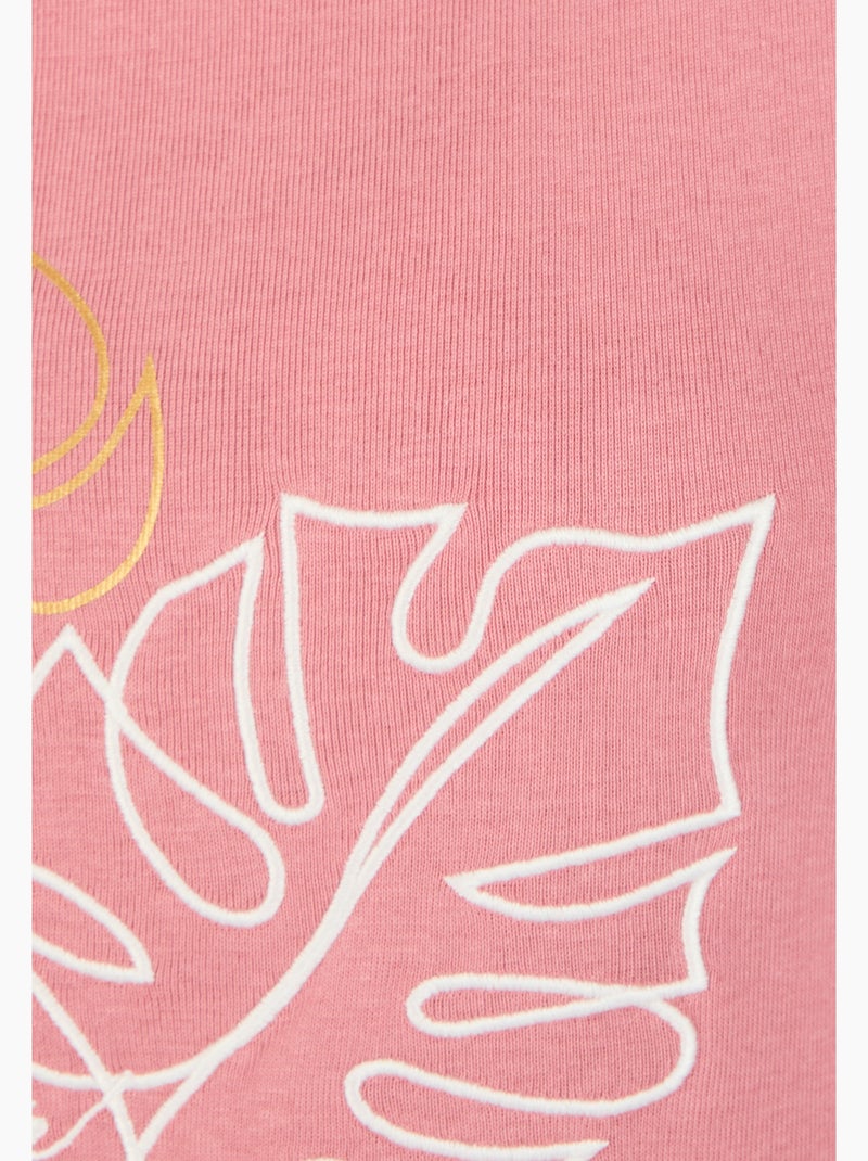 T-shirt brodé pur coton - Damart Rose - Kiabi