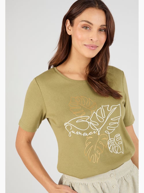 T-shirt brodé pur coton - Damart - Kiabi