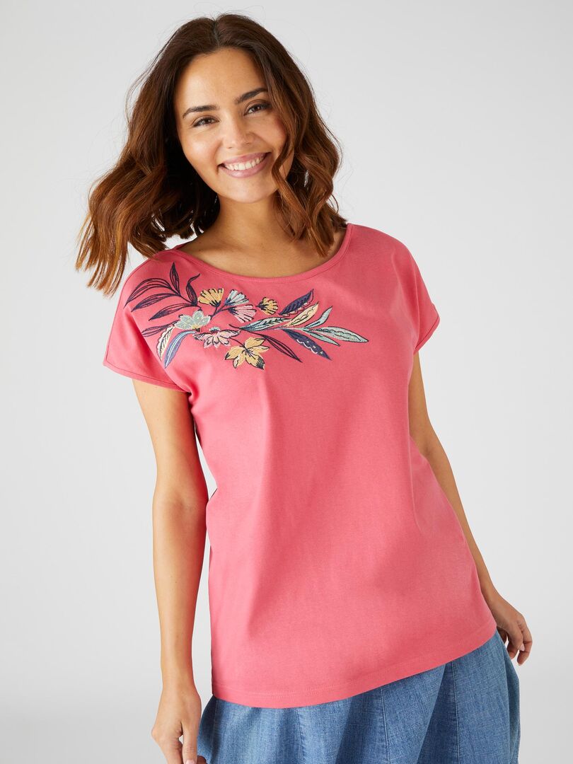 T-shirt Maarkos Stripe Foam Washed Berry en coton bio