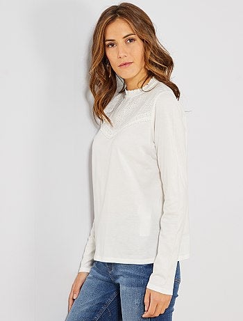 T-shirt broderie anglaise - Kiabi