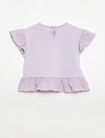 T-shirt broderie anglaise en jersey coton uni