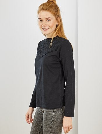 T-shirt broderie anglaise - Kiabi