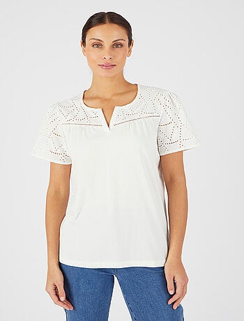 T-shirt broderie anglaise pur coton - Damart