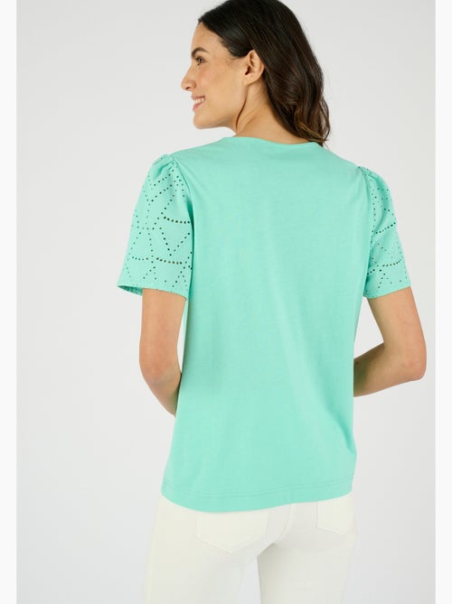 T-shirt broderie anglaise pur coton - Damart - Kiabi