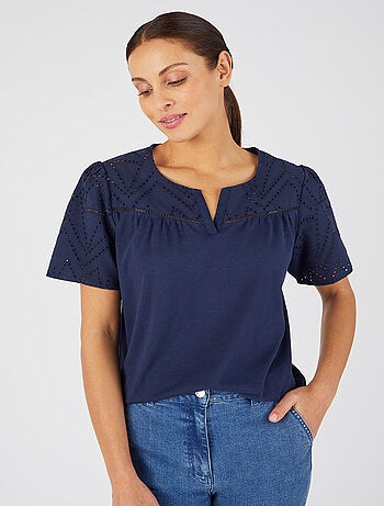 T-shirt broderie anglaise pur coton - Damart