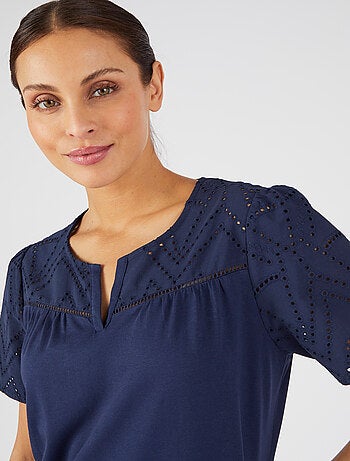 T-shirt broderie anglaise pur coton - Damart