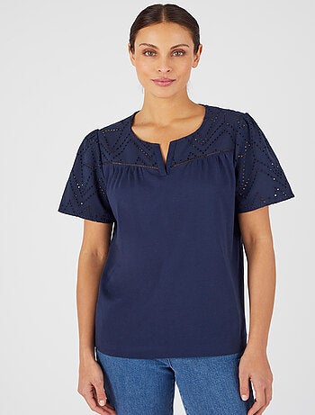 T-shirt broderie anglaise pur coton - Damart