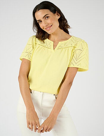 T-shirt broderie anglaise pur coton - Damart