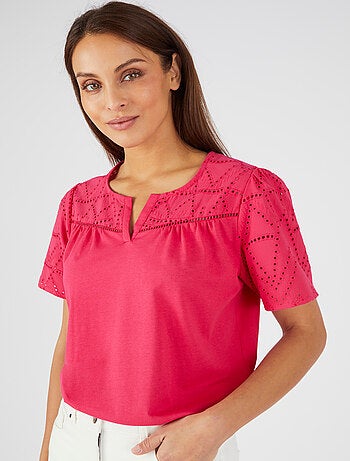 T-shirt broderie anglaise pur coton - Damart