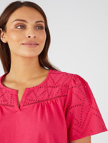 T-shirt broderie anglaise pur coton - Damart