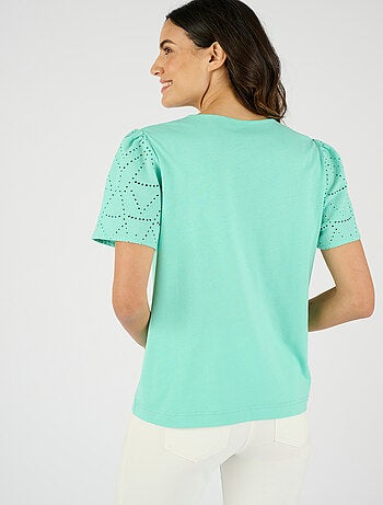 T-shirt broderie anglaise pur coton - Damart