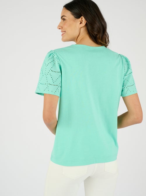 T-shirt broderie anglaise pur coton - Damart - Kiabi