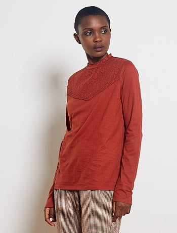 T-shirt broderie anglaise - Kiabi