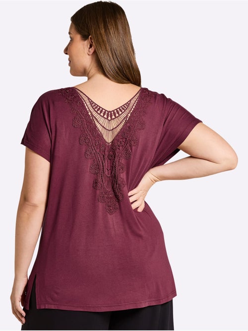 T-shirt Broderie Décorative Au Dos - Taille Standard - Sheego - Kiabi