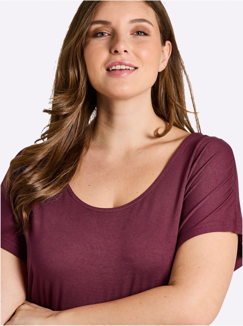 T-shirt Broderie Décorative Au Dos - Taille Standard - Sheego Bordeaux - Kiabi