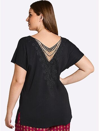 T-shirt Broderie Décorative Au Dos - Taille Standard - Sheego