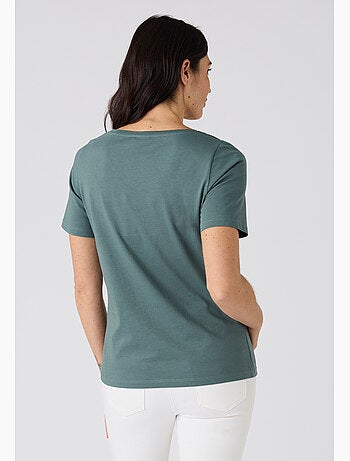 T-shirt broderie et sequins pur coton - Damart