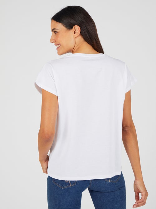 T-shirt broderie ton sur ton - Damart - Kiabi