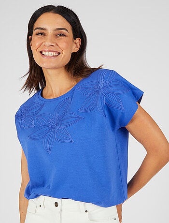 T-shirt broderie ton sur ton - Damart