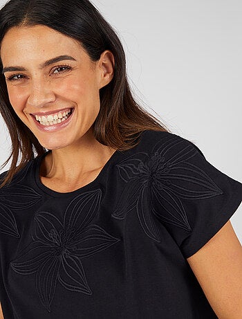 T-shirt broderie ton sur ton - Damart