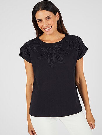 T-shirt broderie ton sur ton - Damart