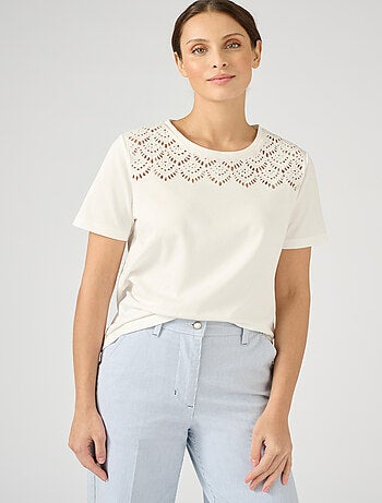 T-shirt broderies ajourées - Damart