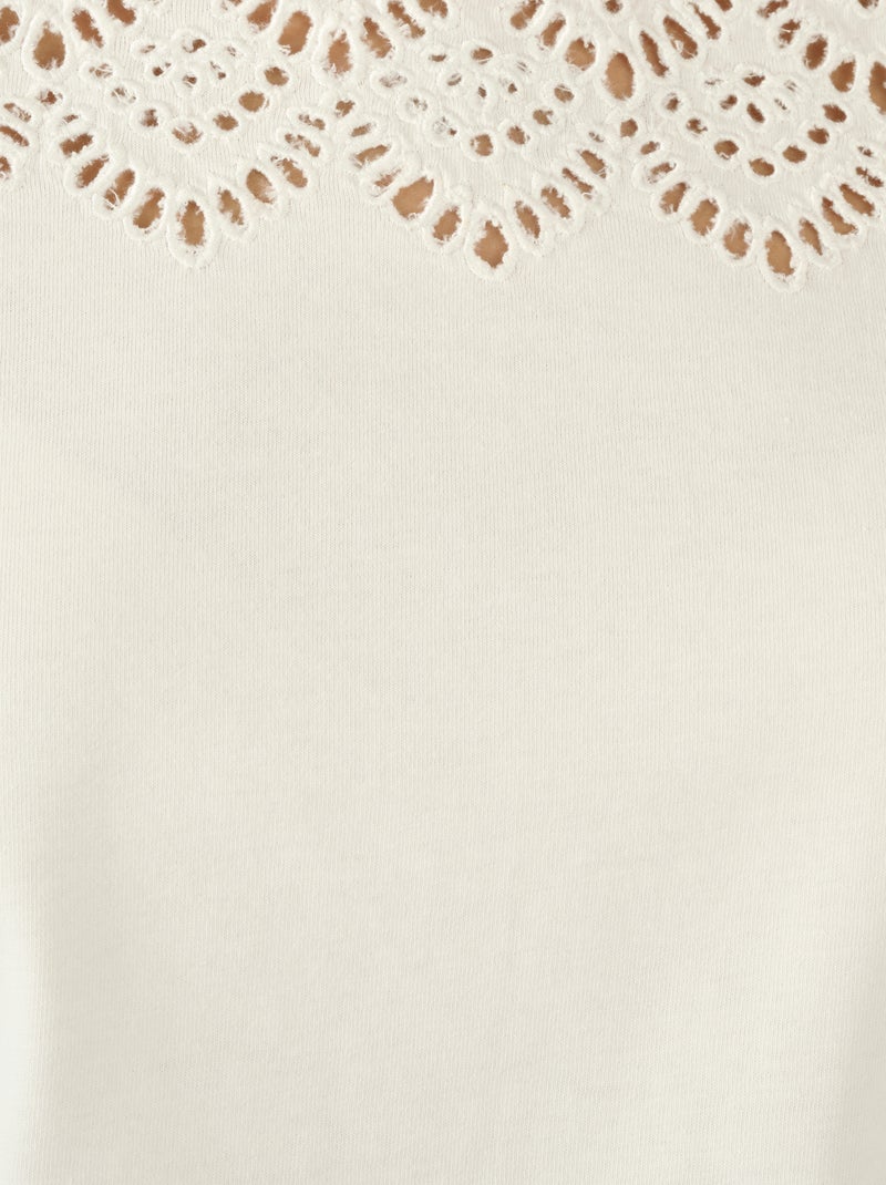 T-shirt broderies ajourées - damart Blanc cassé - Kiabi