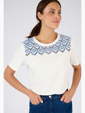 T-shirt broderies ajourées - Damart