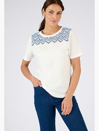 T-shirt broderies ajourées - Damart