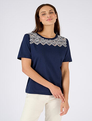 T-shirt broderies ajourées - Damart