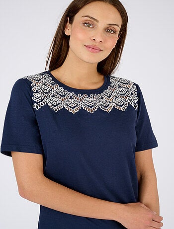 T-shirt broderies ajourées - Damart