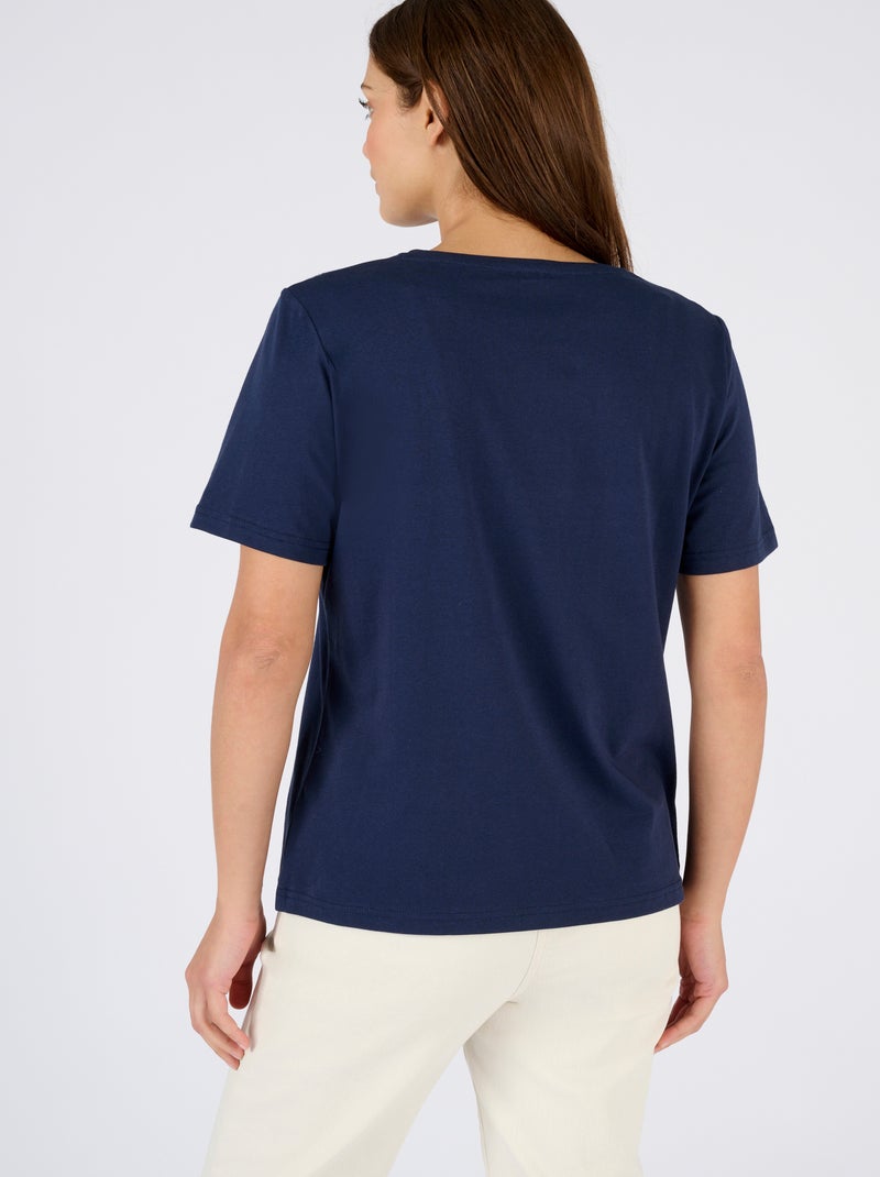 T-shirt broderies ajourées - Damart Bleu - Kiabi