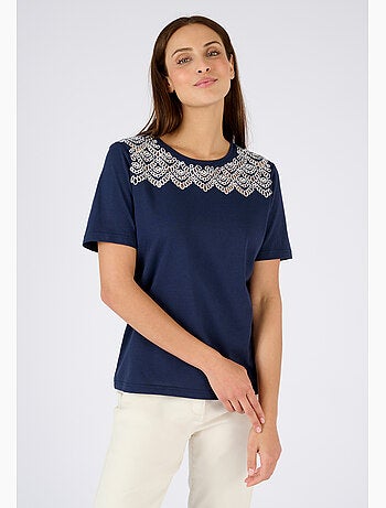 T-shirt broderies ajourées - Damart