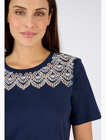 T-shirt broderies ajourées - Damart