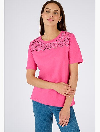 T-shirt broderies ajourées - Damart