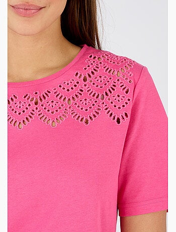 T-shirt broderies ajourées - Damart