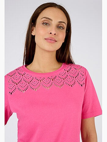 T-shirt broderies ajourées - Damart