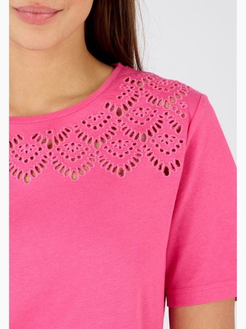 T-shirt broderies ajourées - Damart - Kiabi