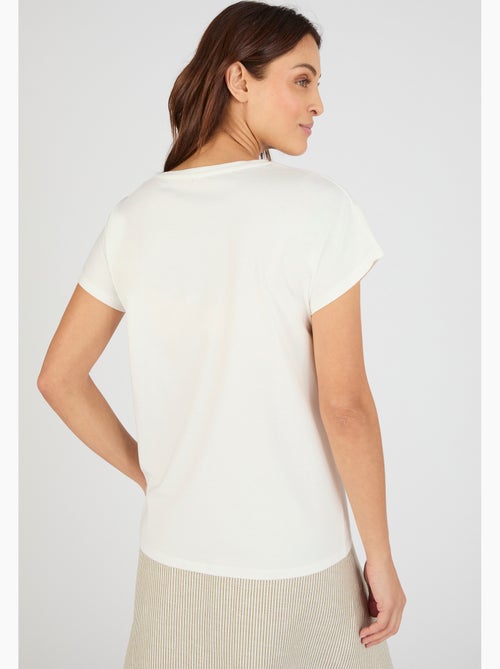 T-shirt broderies ajourées en pur coton - Damart - Kiabi